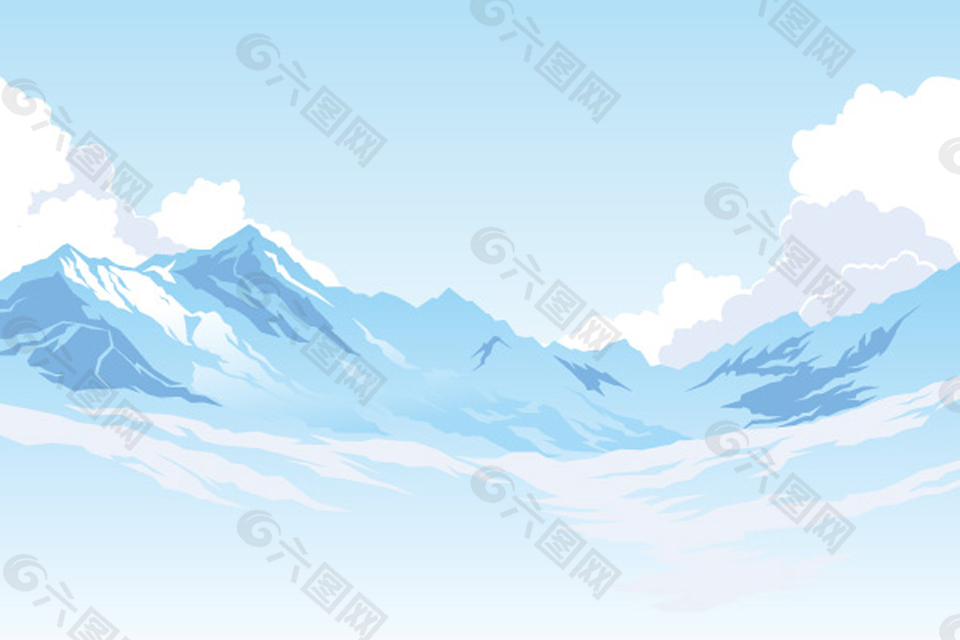 山脈湖泊景色矢量素材