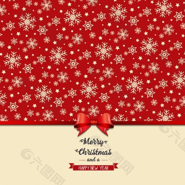圣誕背景有雪花和絲帶