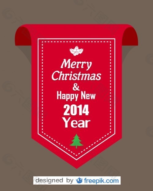 紅色絲帶與圣誕快樂和新年快樂2014正文