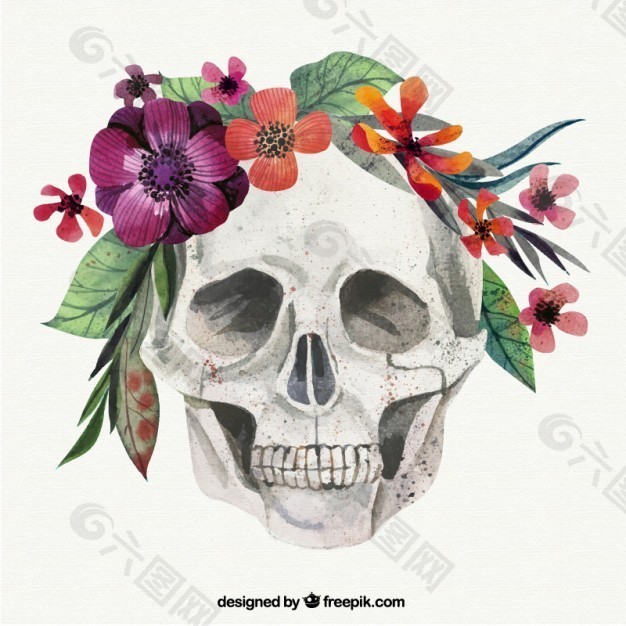 手畫花頭骨