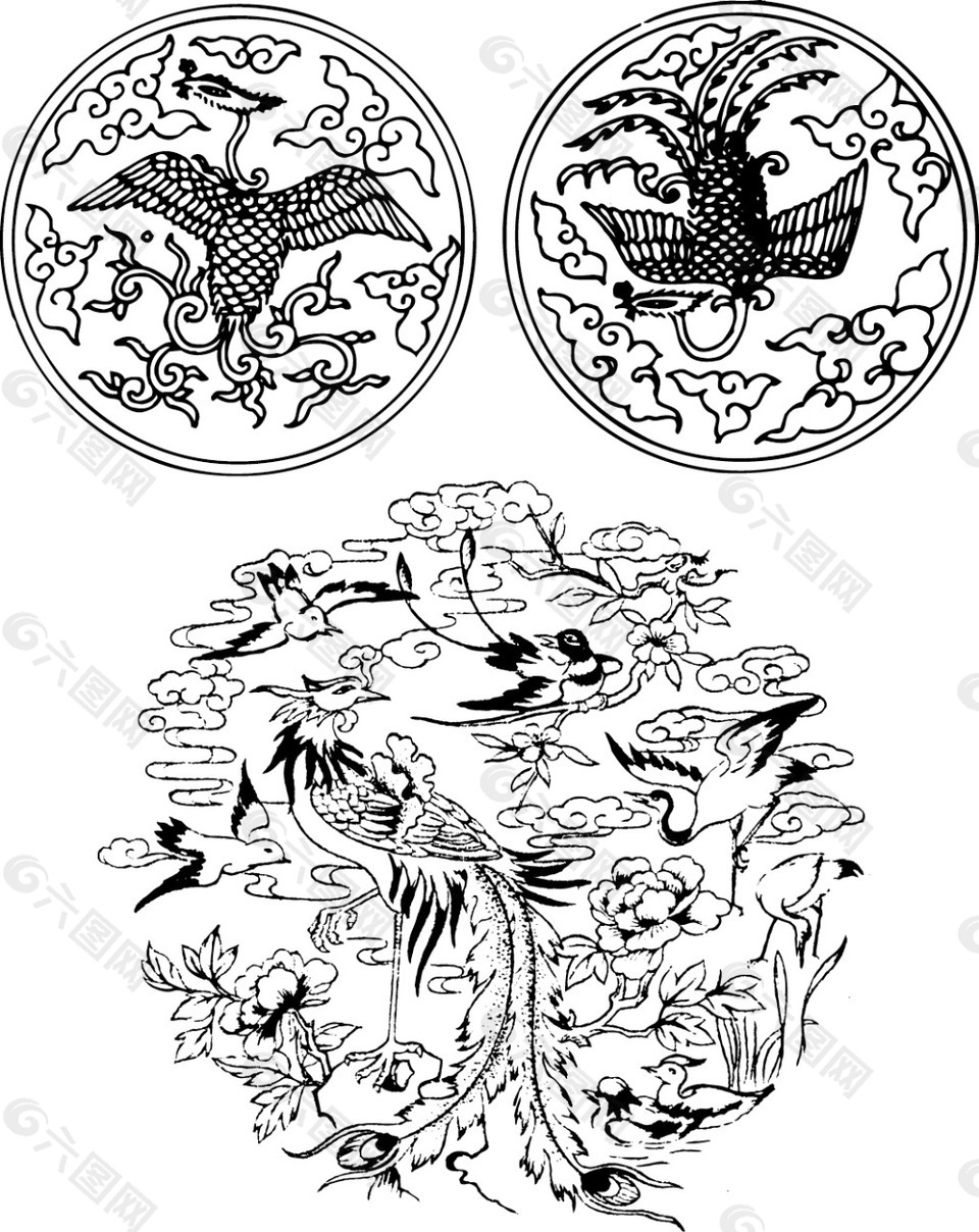 鳳舞 中國風(fēng)線稿AI矢量素材259