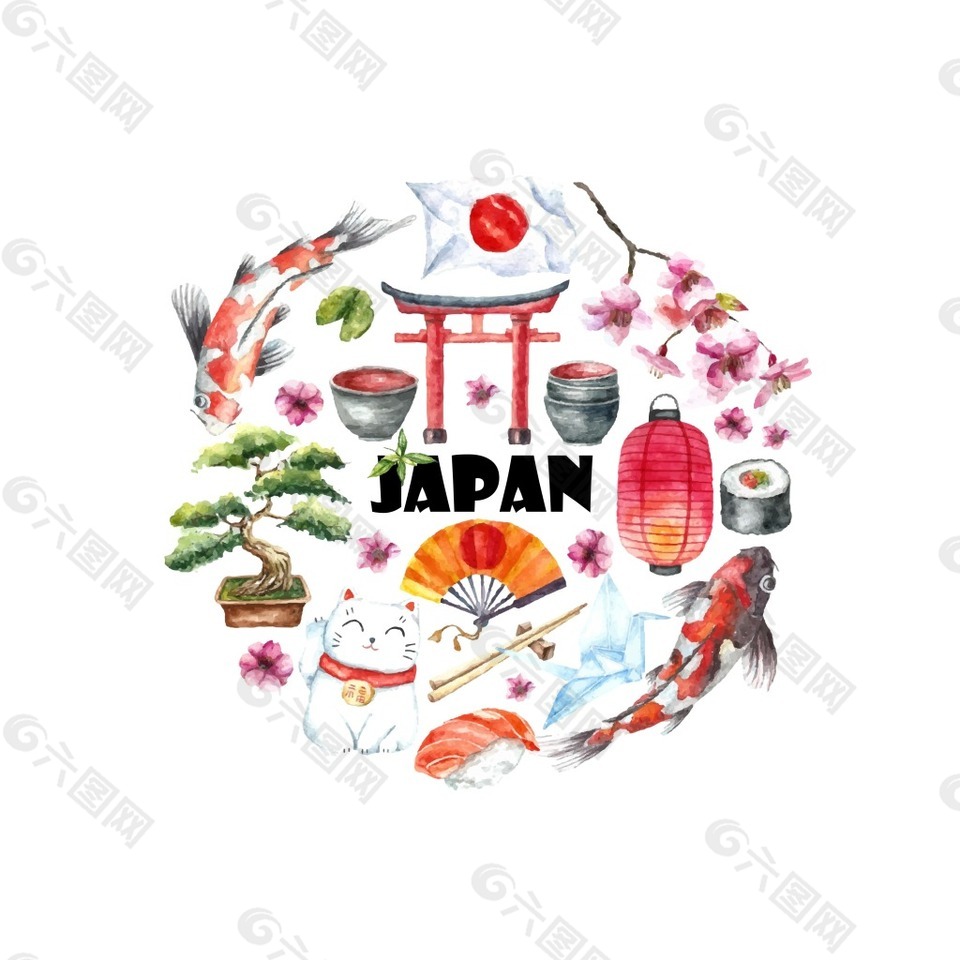 水彩日本風(fēng)情主題