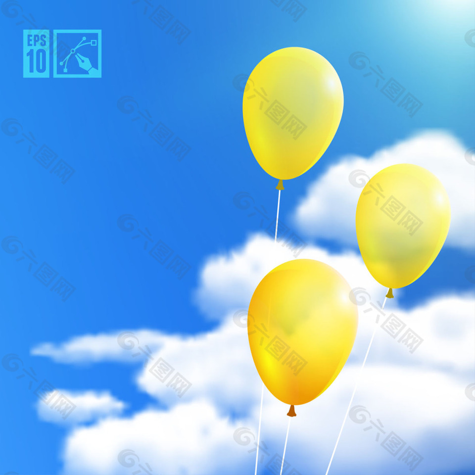 時尚天空與氣球矢量素材