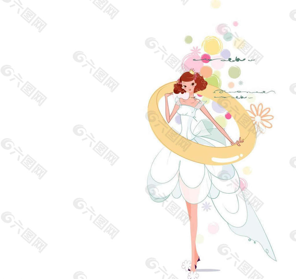 手繪鉆進(jìn)婚戒的新娘