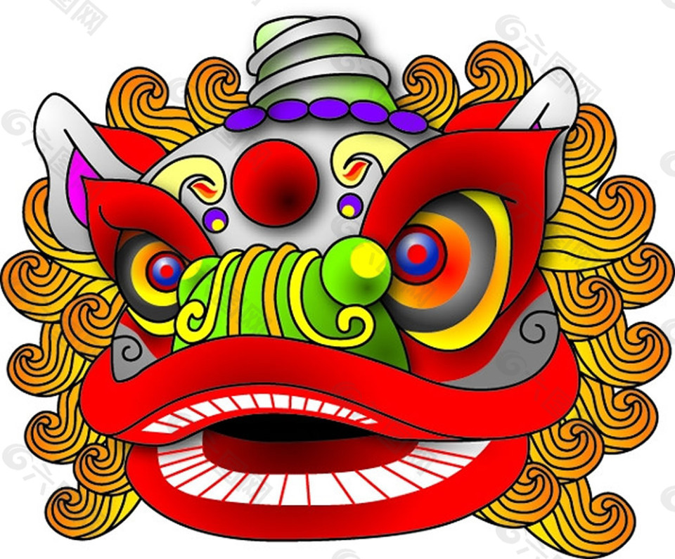 彩色舞獅子頭