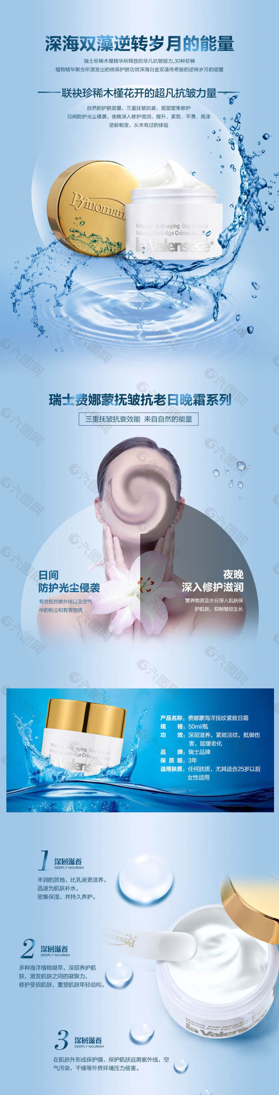 淘寶日晚霜護膚品寶貝描述模板psd