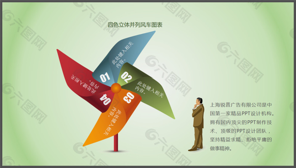 四色立體并列風(fēng)車圖表