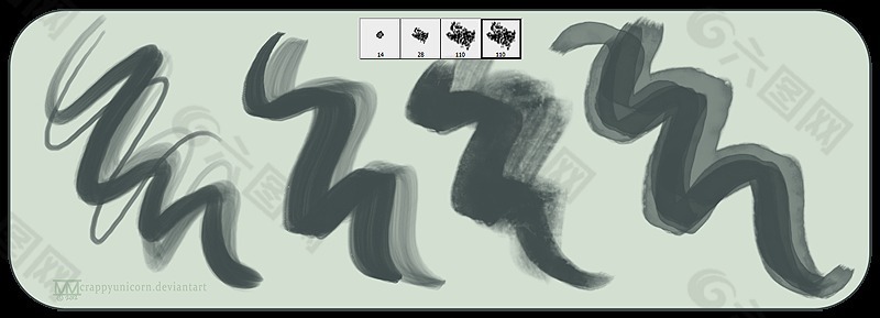 4個(gè)簡(jiǎn)單的藝術(shù)繪畫筆觸素材Photoshop筆刷下載