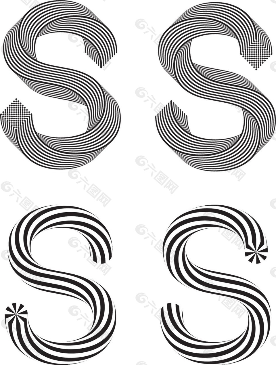 立體三維線條文字矢量素材