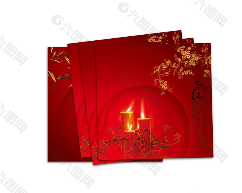 PSD杏紅畫冊封面展示