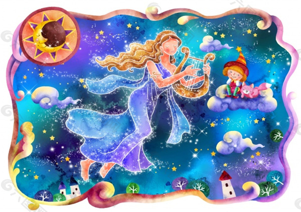 手繪卡通12星座處女座