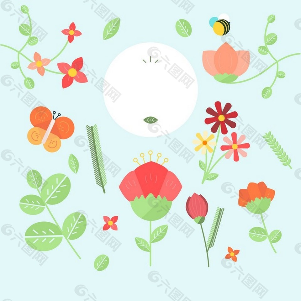 矢量花朵動物