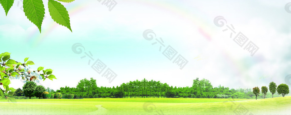春天清新樹(shù)葉蝴蝶背景