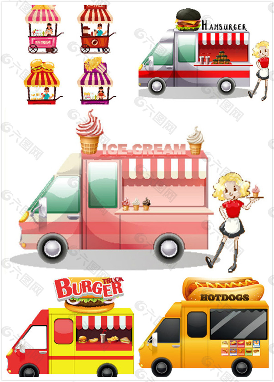 卡通快餐車矢量