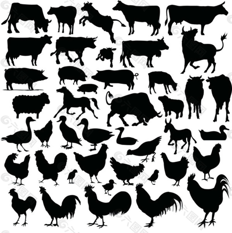 動物剪影矢量素材