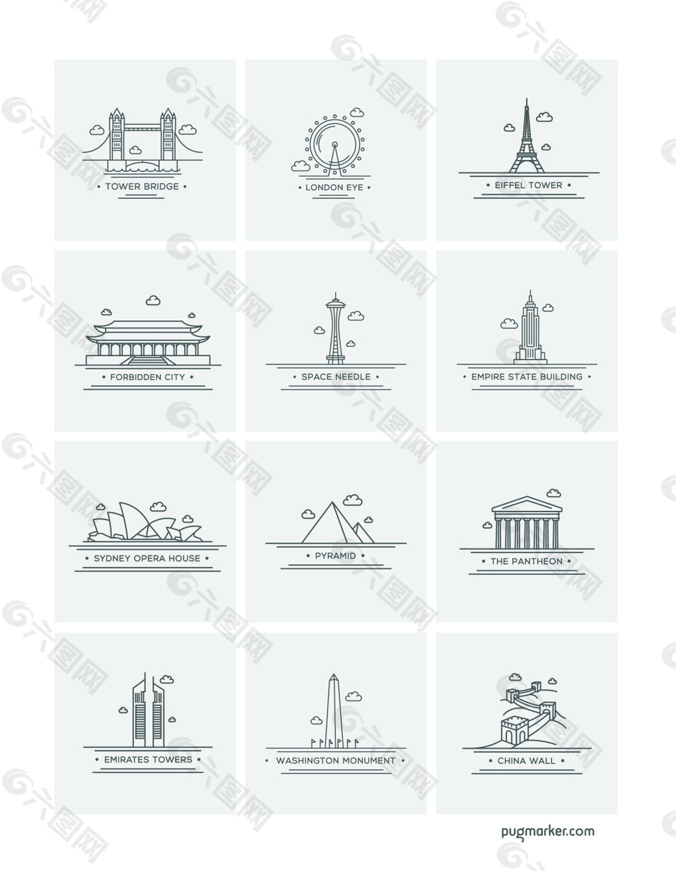 世界地标图标