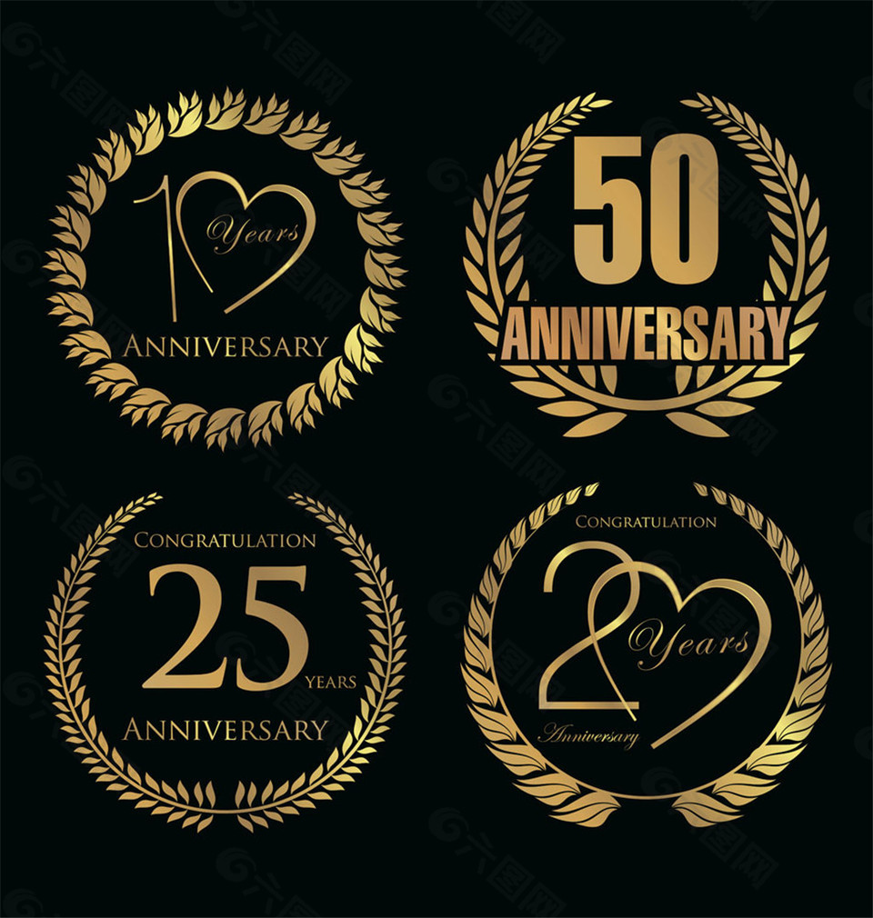 金色結(jié)婚周年慶圖標(biāo)圖片