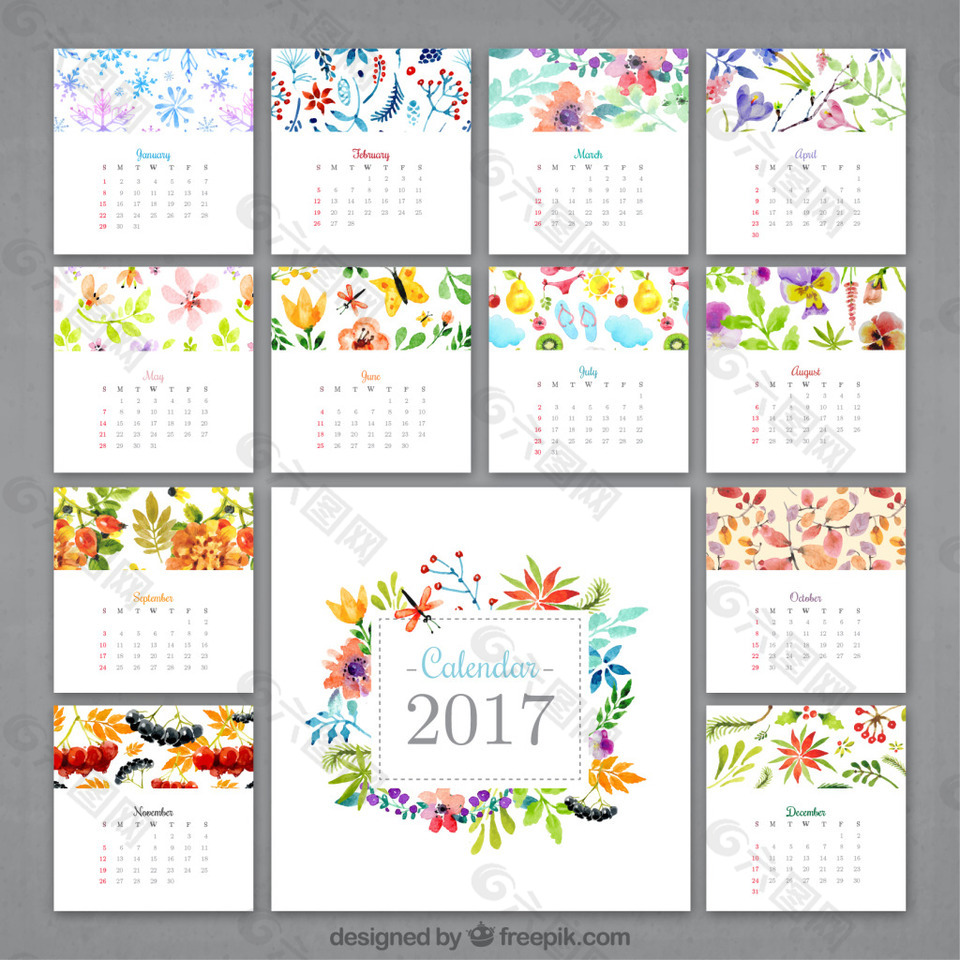 2017花卉日歷模版
