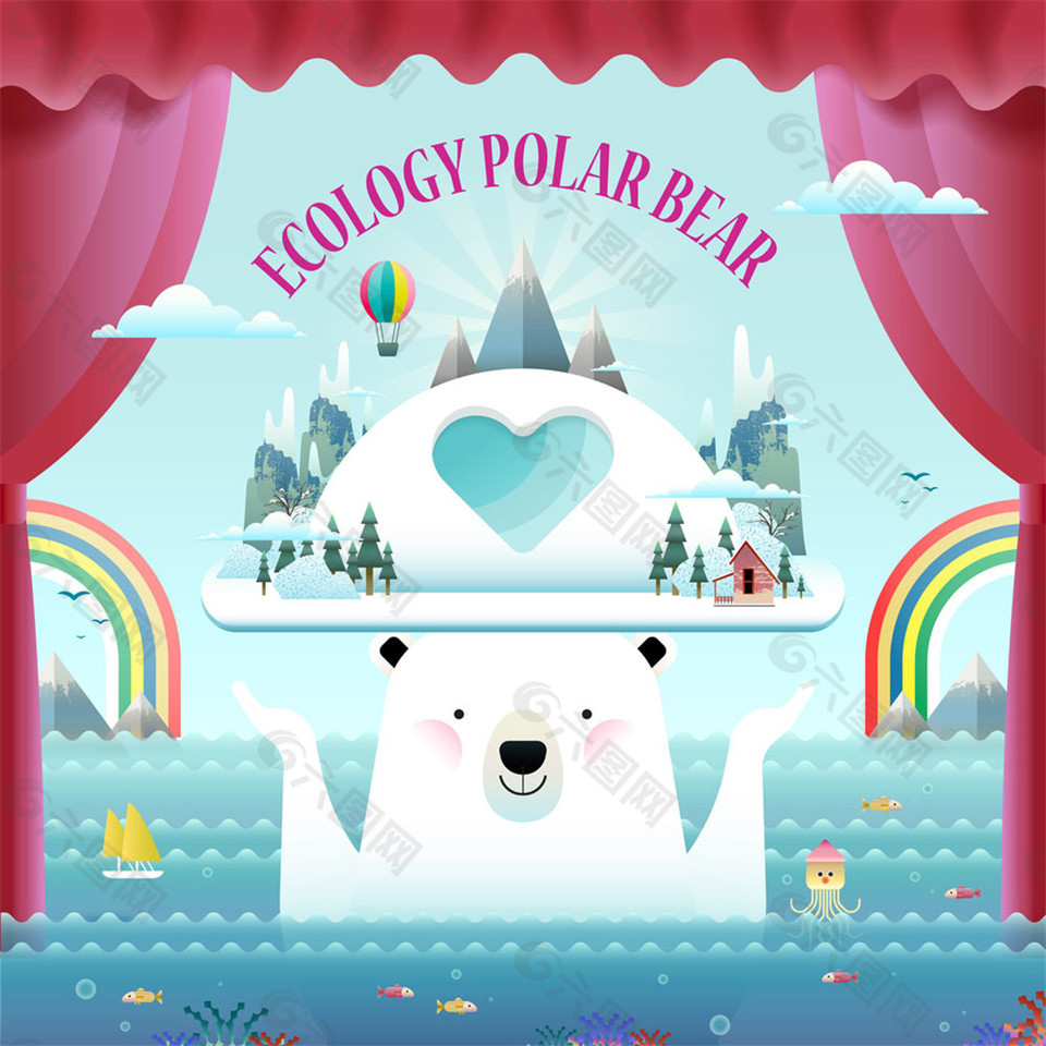 北極熊冰山上的生態圖片