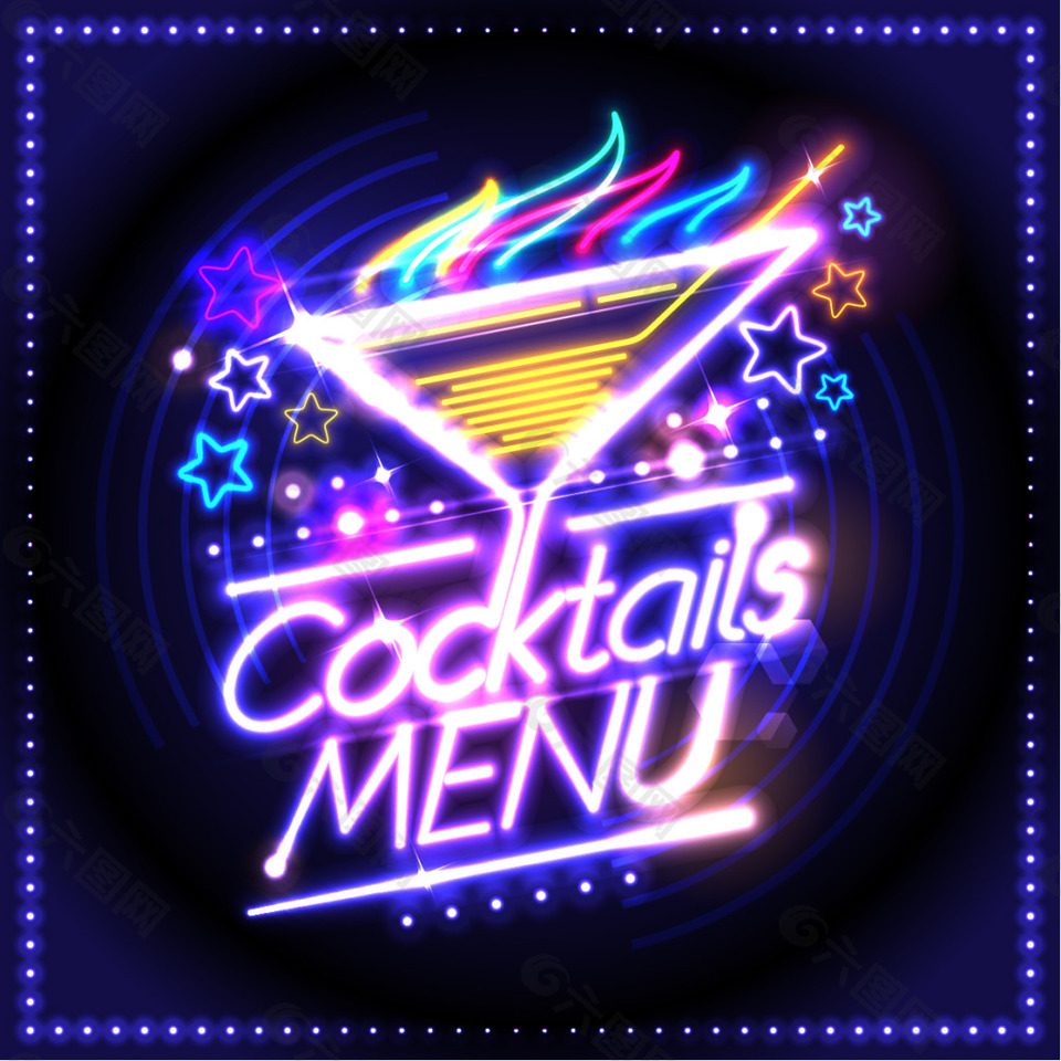 夜店夜光鸡尾酒酒吧素材