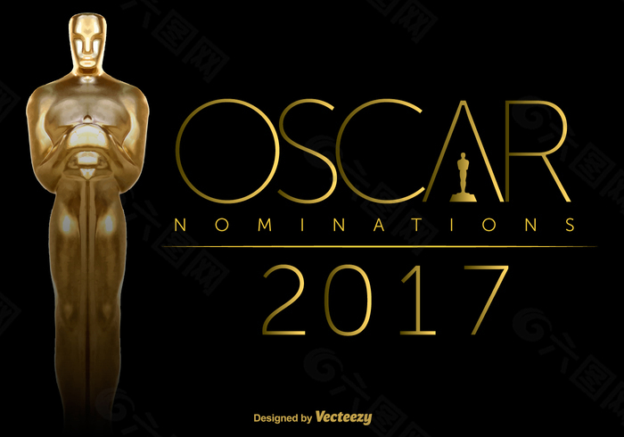 矢量奧斯卡雕像在黑色背景