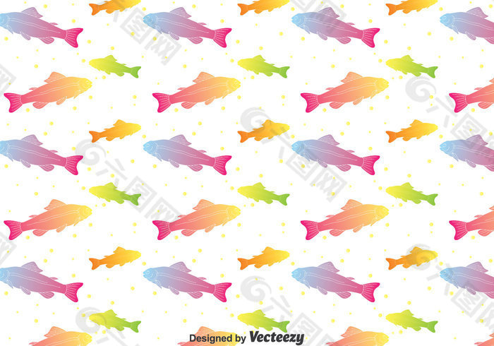 彩虹鱒魚無縫模式矢量