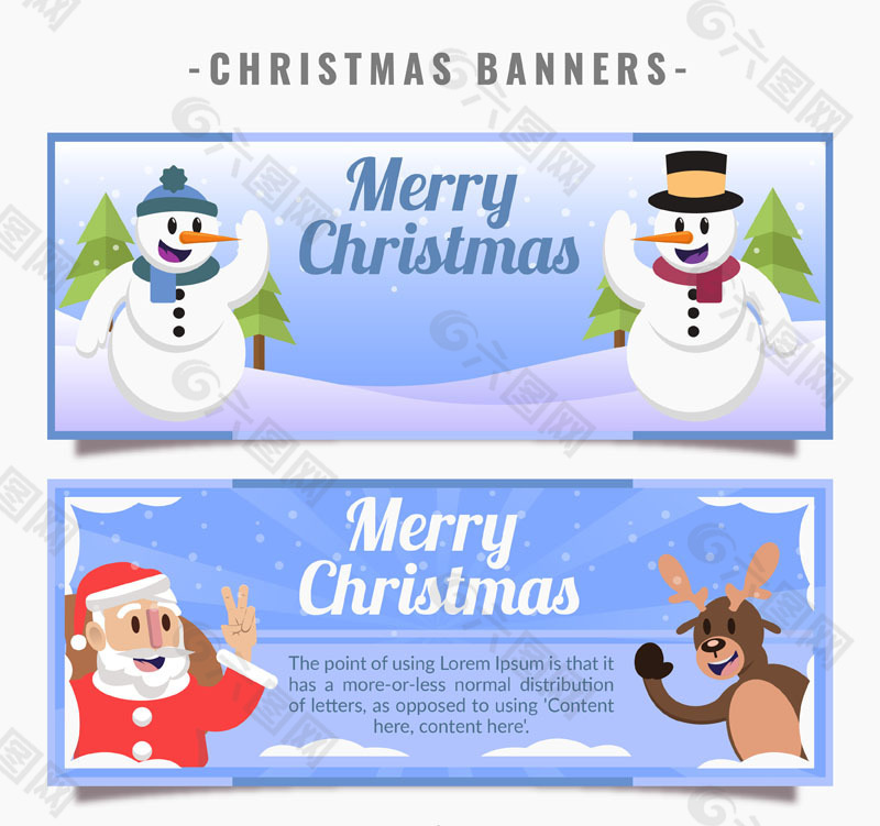 2款卡通圣誕節(jié)banner矢量素材