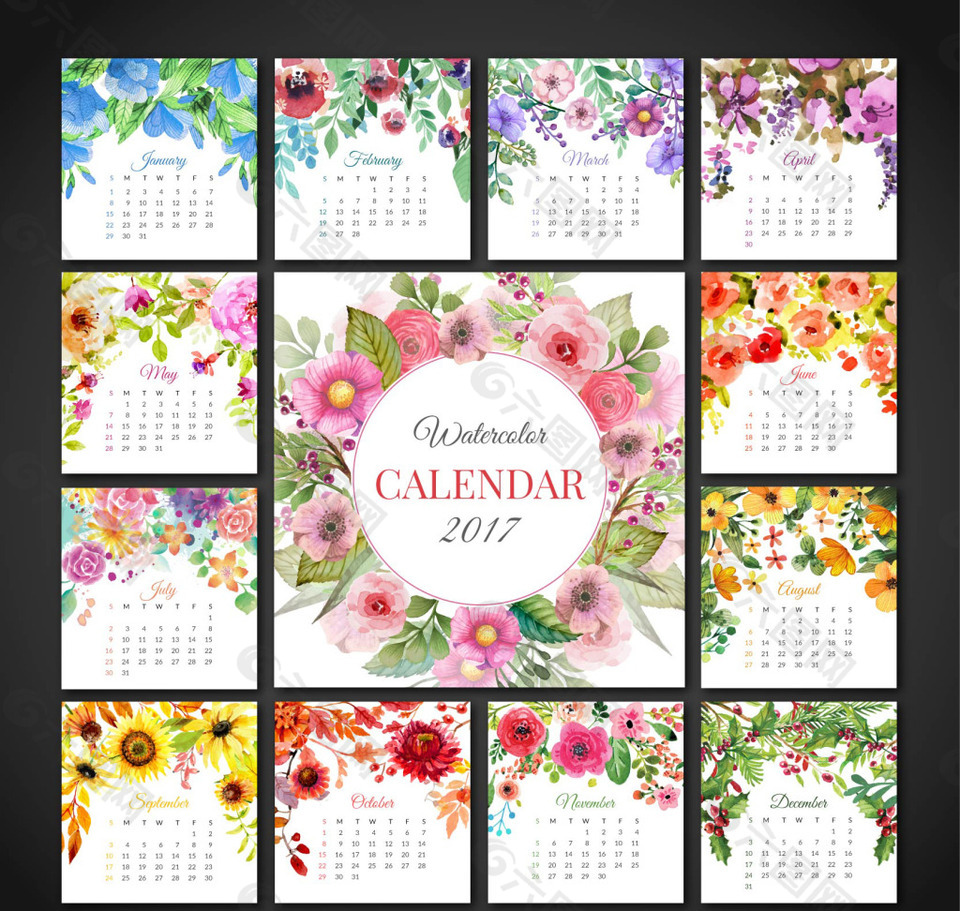 可愛花卉日歷2017