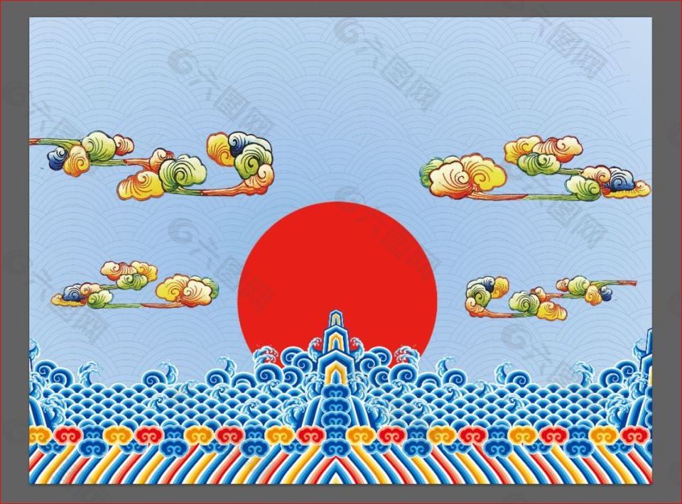 縣衙日出東海背景
