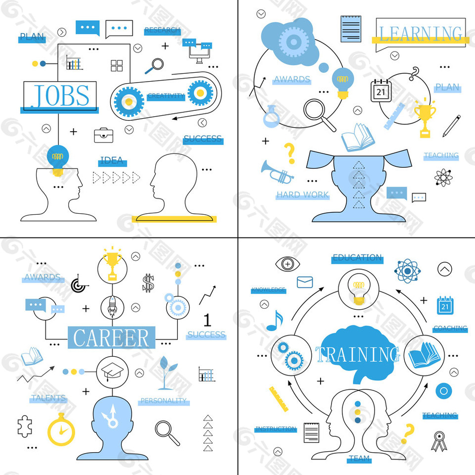 藍(lán)色圖標(biāo)工作培訓(xùn)演示圖圖片