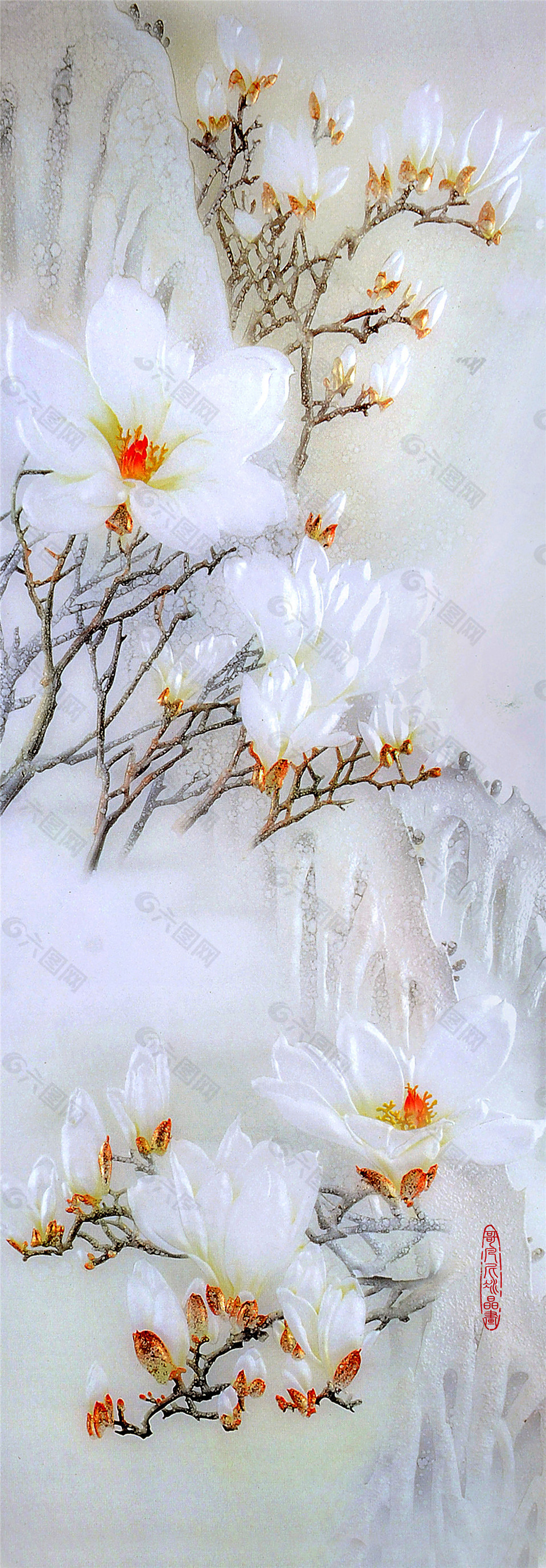 仿玉雕白玉蘭玄關(guān)