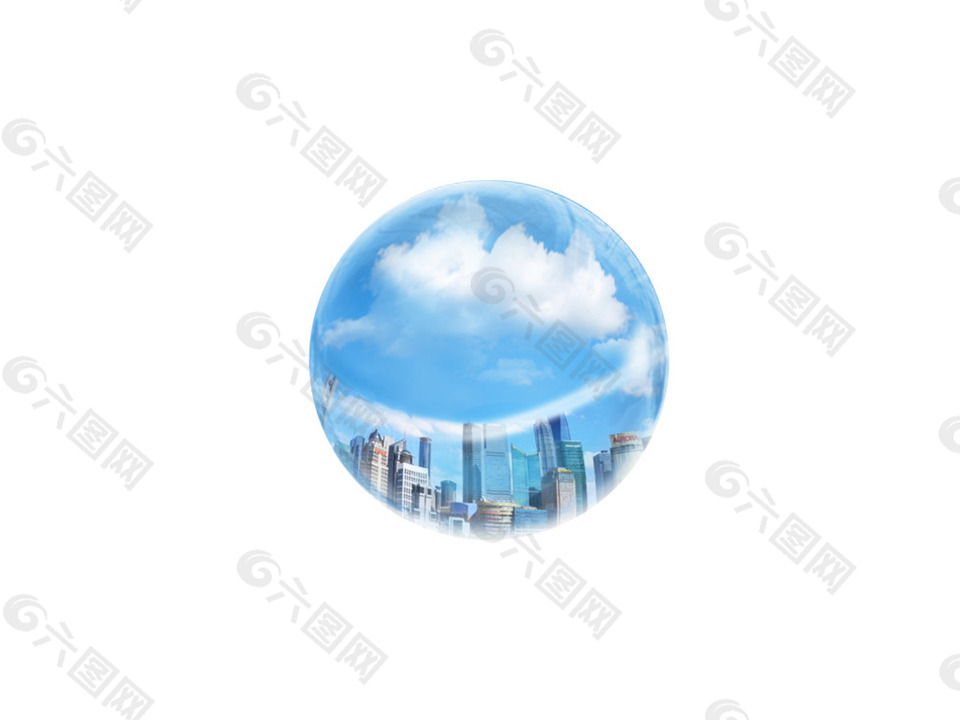 含有城市建筑的泡泡