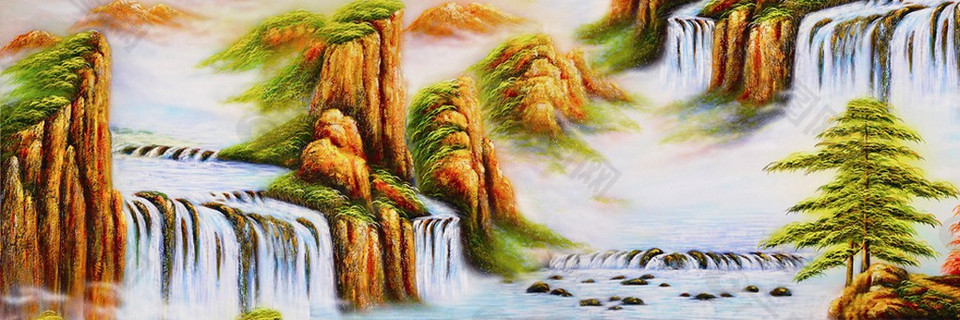 壯麗山河油畫(huà)裝飾畫(huà)