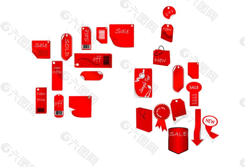 紅色淘寶促銷標(biāo)簽