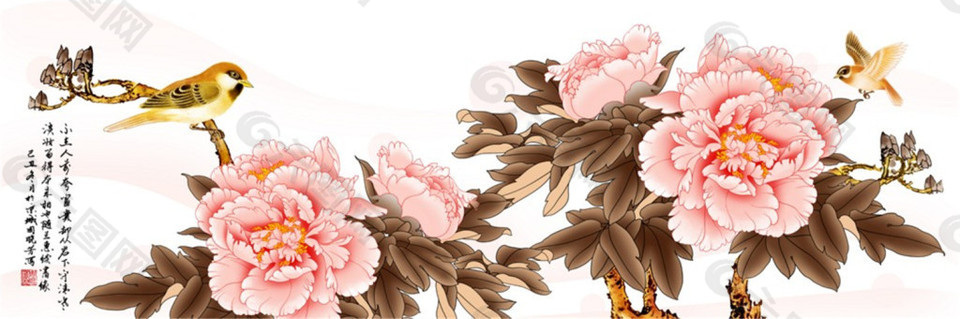 美麗牡丹花時(shí)尚創(chuàng)意裝飾圖