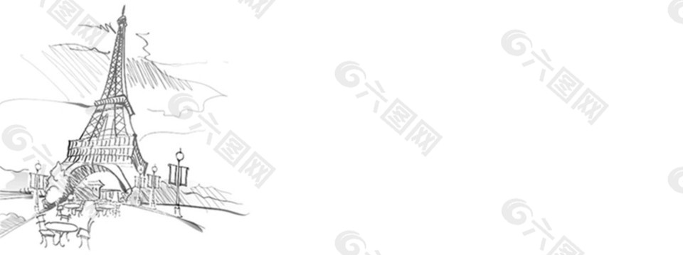 手繪埃菲爾鐵塔banner圖片