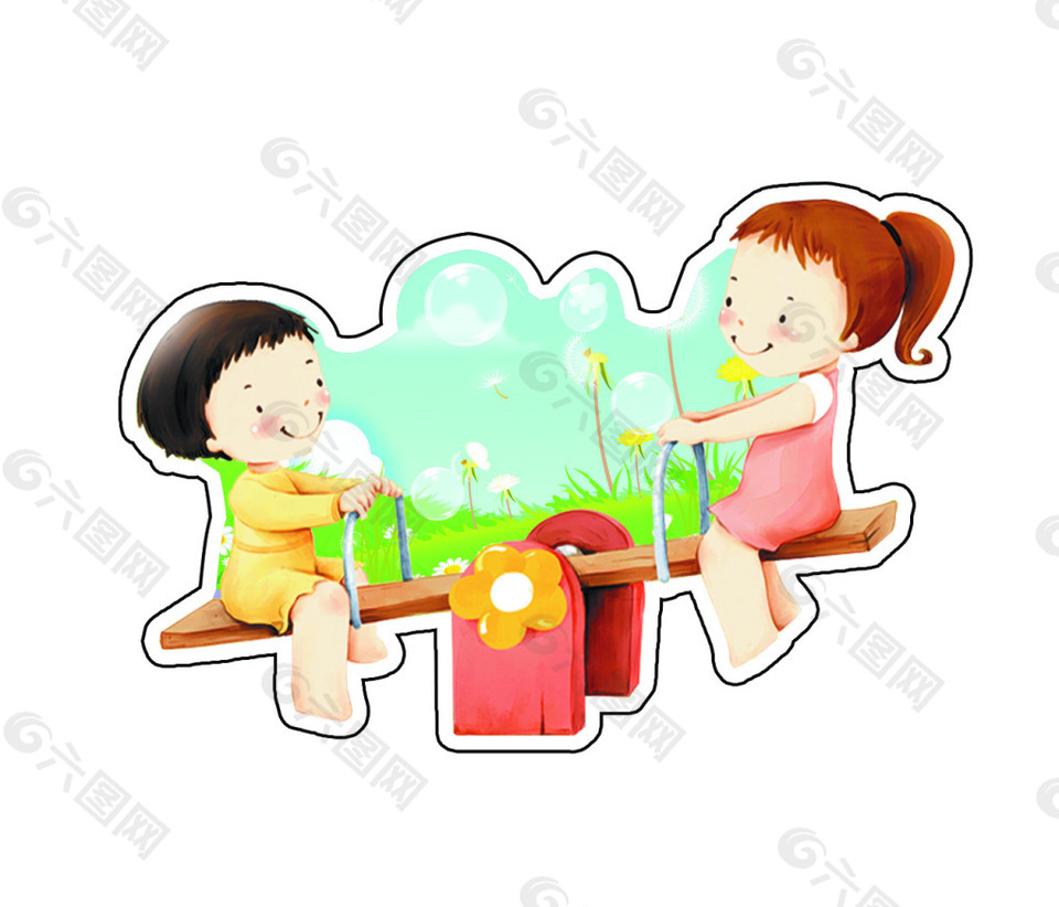 卡通蹺蹺板卡通娃娃