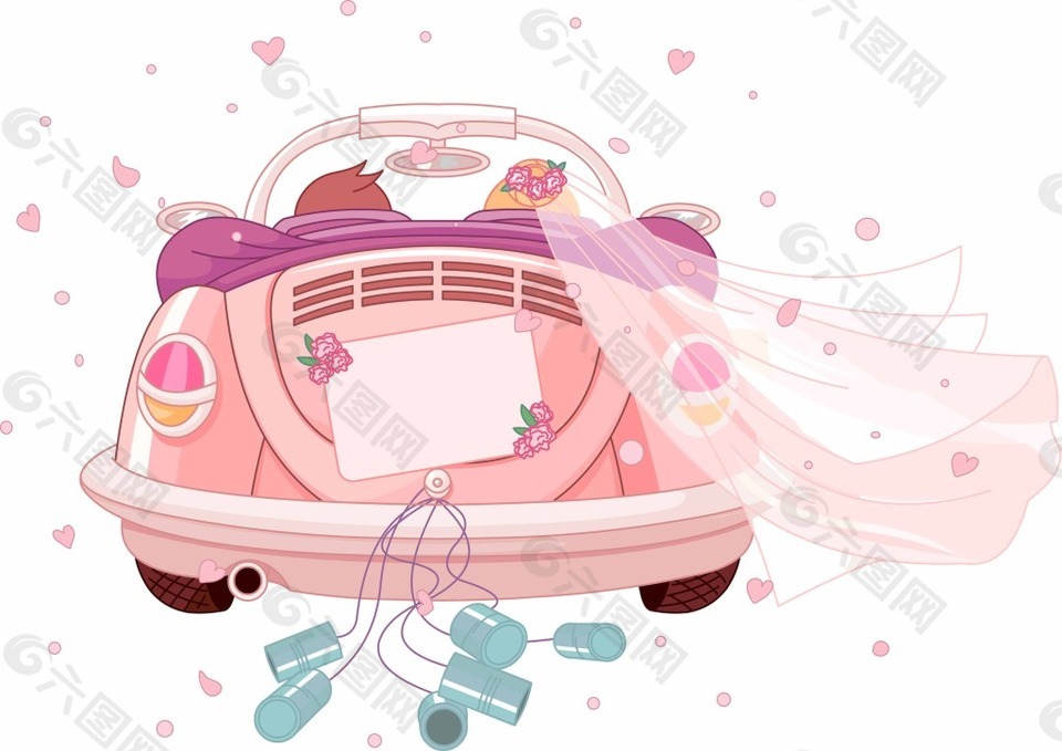 浪漫卡通婚車