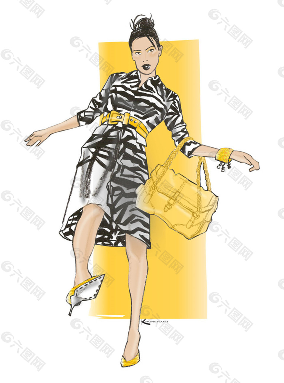 黑白條紋女裝設計圖