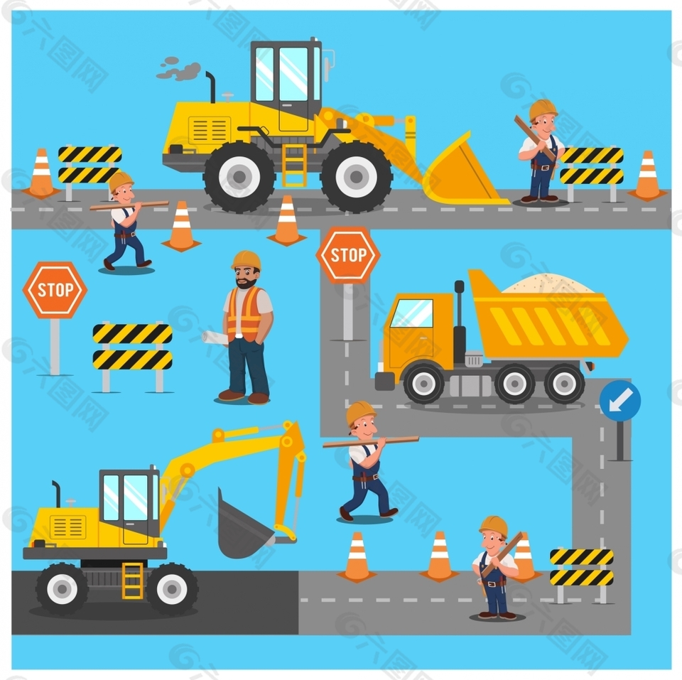 道路建設(shè)信息插畫(huà)