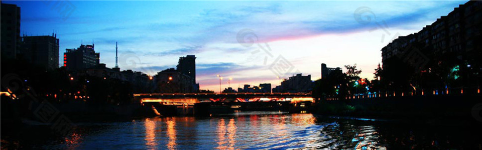 城市夜景背景banner素材