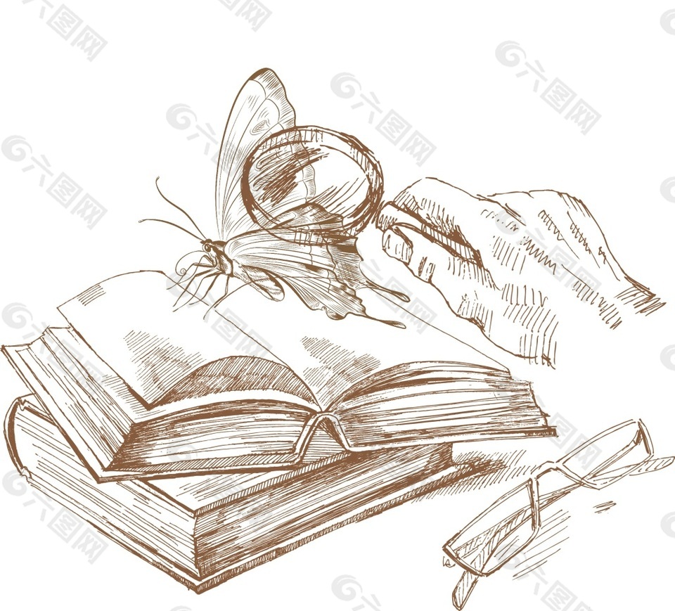 蝴蝶書本線稿