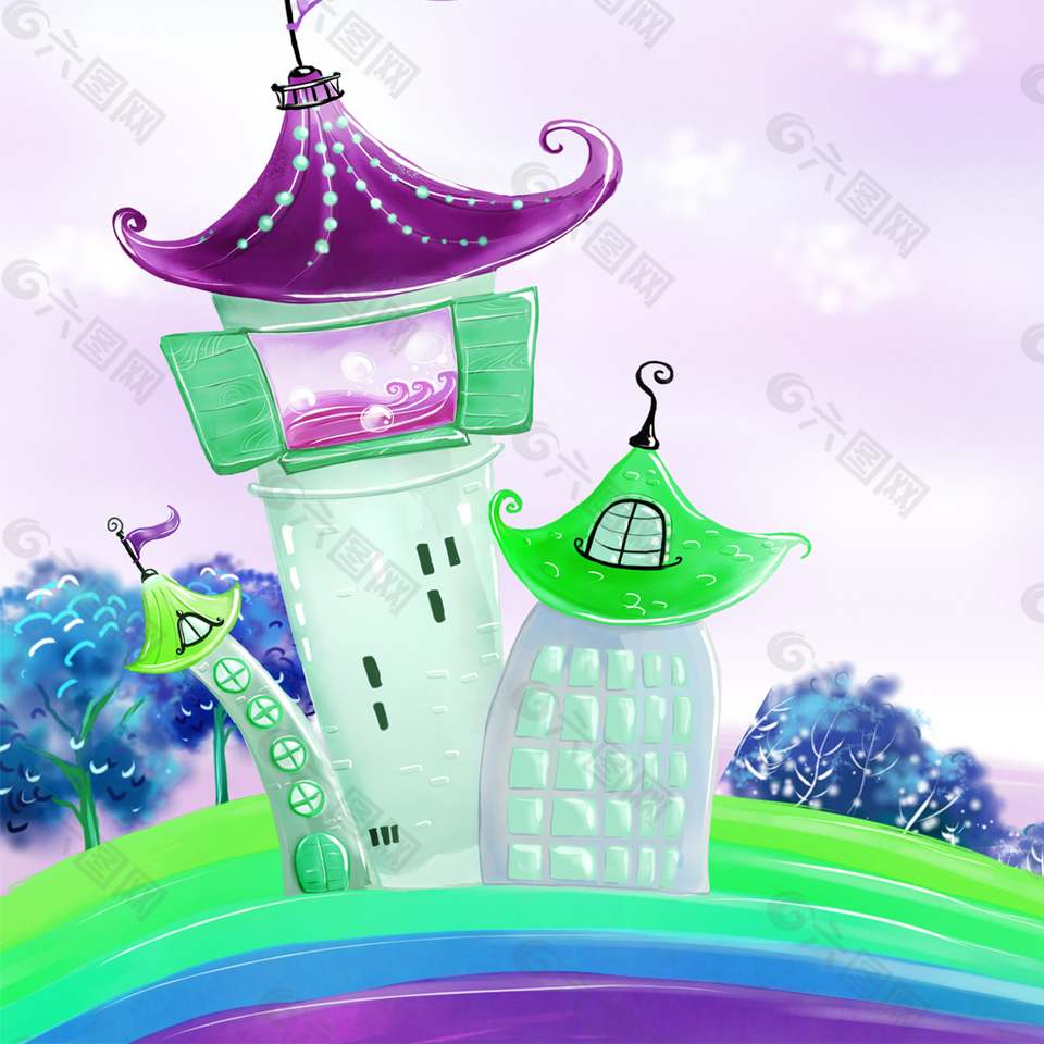 卡通城堡建筑物