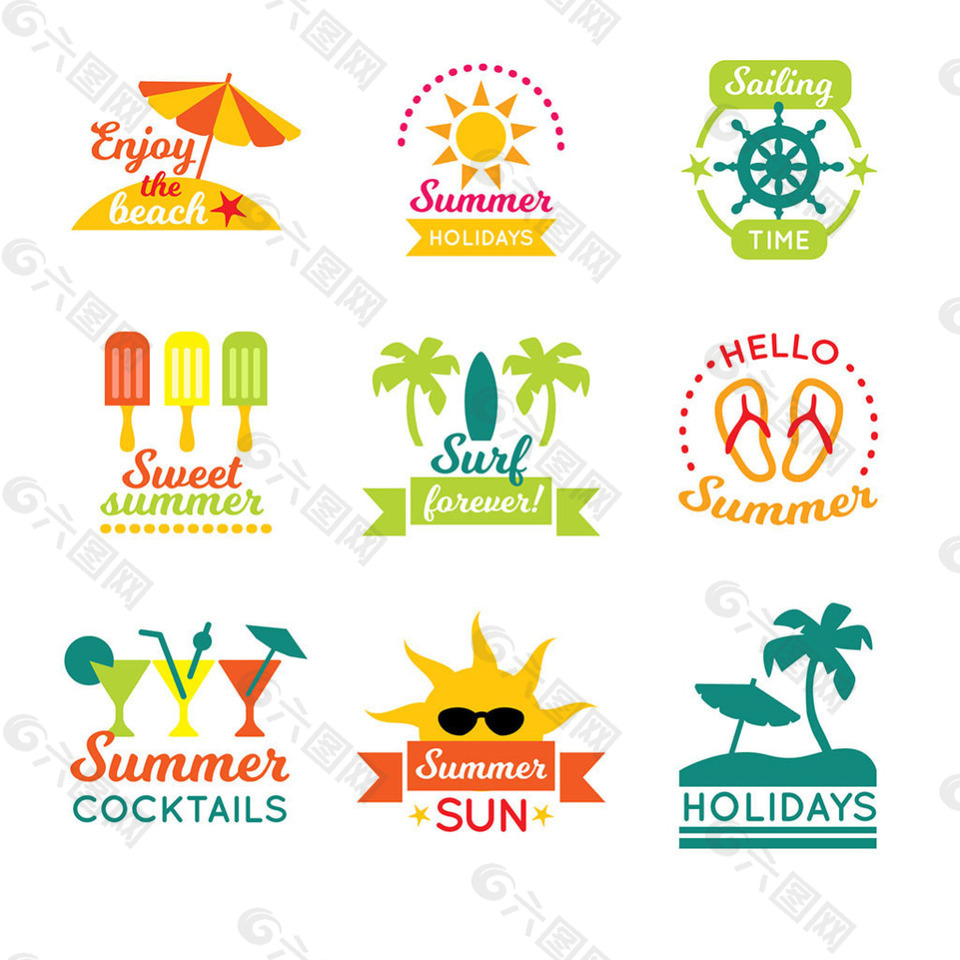 夏季元素贴纸图标