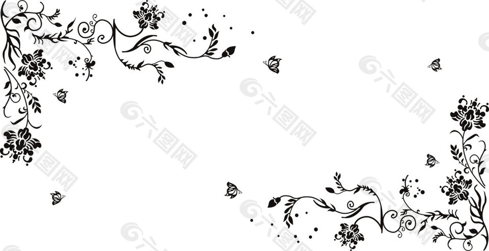 矢量對角花背景墻