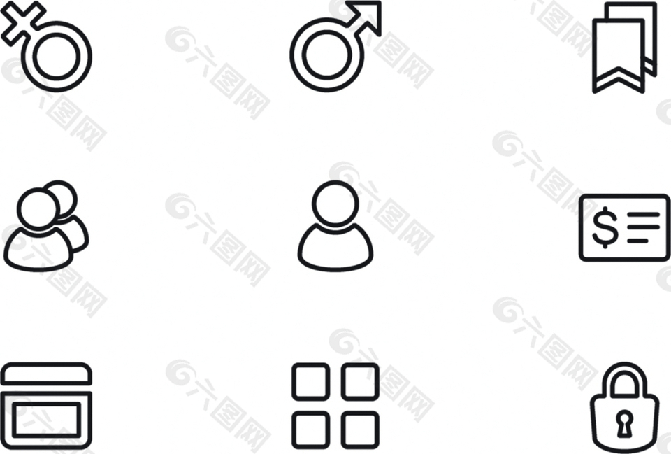 多個(gè)細(xì)線扁平化圖標(biāo)