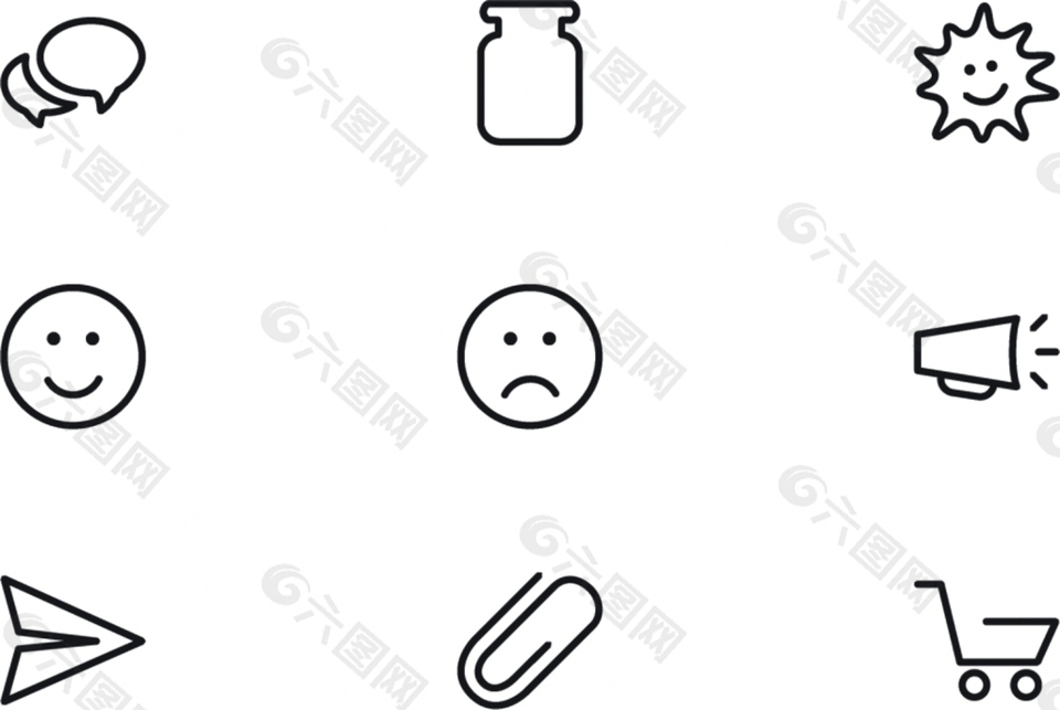 笑臉多個(gè)細(xì)線扁平化圖標(biāo)