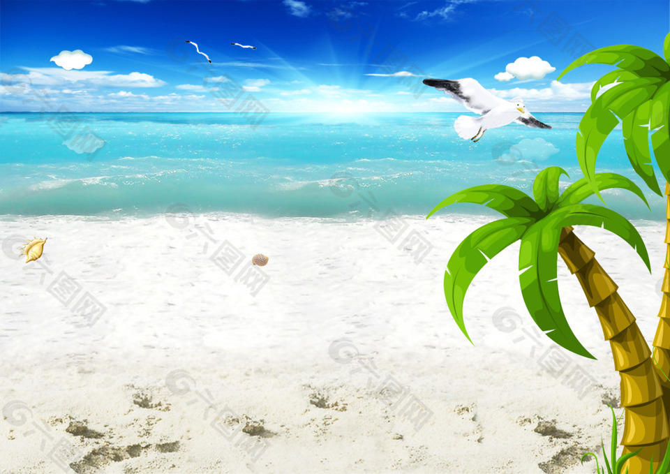 夏季清新海灘背景