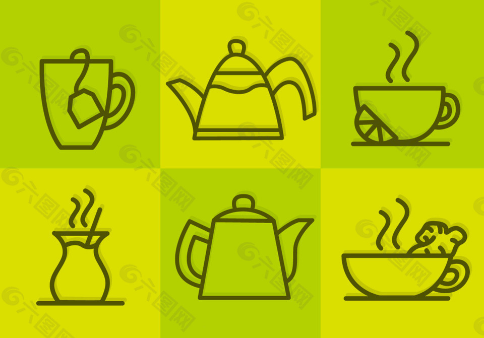 線性下午茶茶具圖標(biāo)
