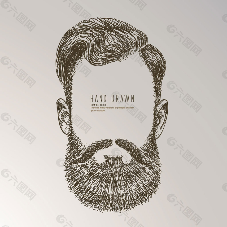 14 mb.手绘素描风格时髦大胡子男头像 是由平面广告 设计师习惯上传.